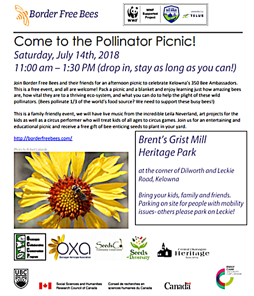 Pollinator Picnic flier with event details and description