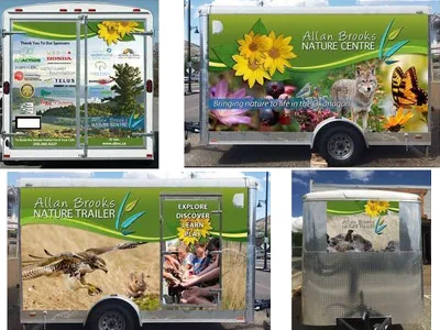 Front, back and sideviews of the Allan Brooks Nature Centre trailer